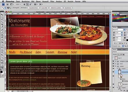 Nachdem das Gestaltungskonzept steht, beginnt der Webdesigner mit dem Predesign der neuen Website direkt in Adobe Photoshop.