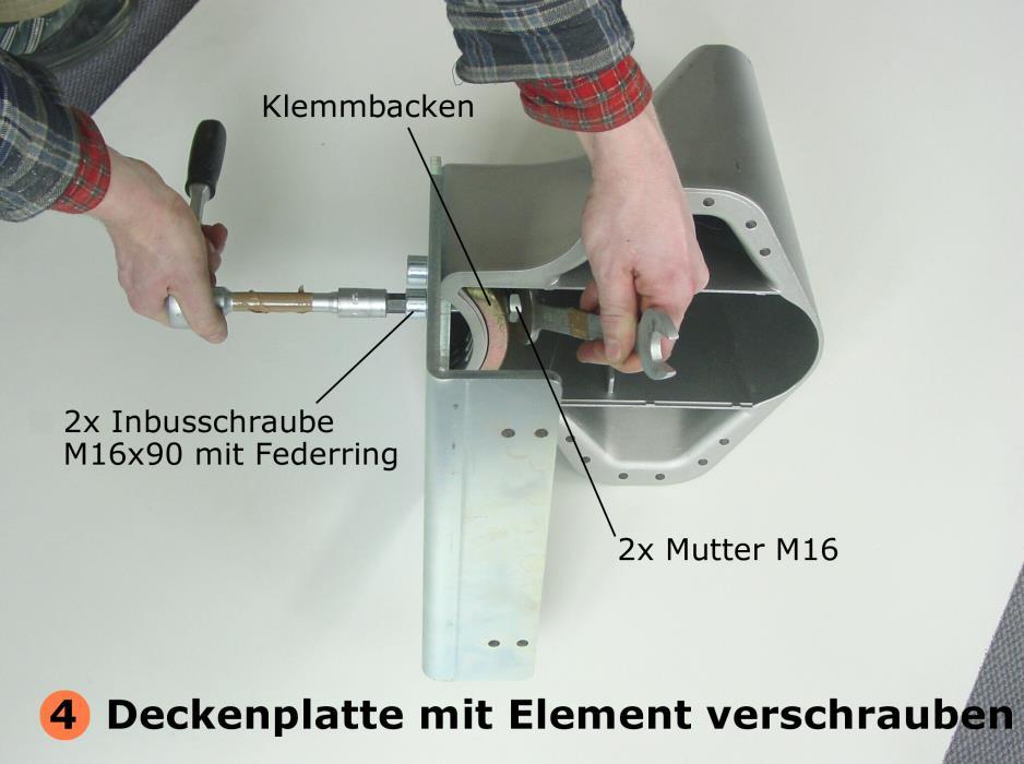 mit Inbusschrauben M16x90, Muttern