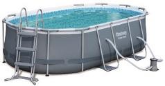 Leiter, Pumpe und Filter-Kartusche Pool-Set Power Steel Frame Oval Stahlrohrgerüst für optimale Stabilität und reißfeste, witterungsbeständige PVC-Folie. Mit praktischem Ablassventil. Ca.