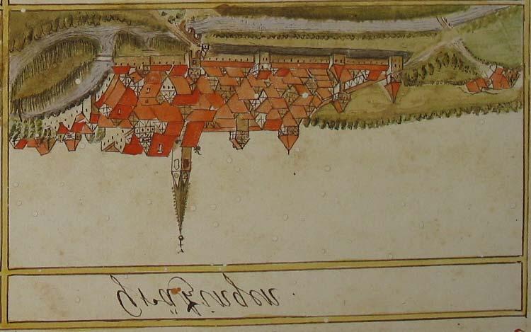 Ansicht aus dem Kieserschen Forstlagerbuch um 1683 Kriege und Notzeiten verhinderten eine Erweiterung der Stadt bis in 19. Jahrhundert.