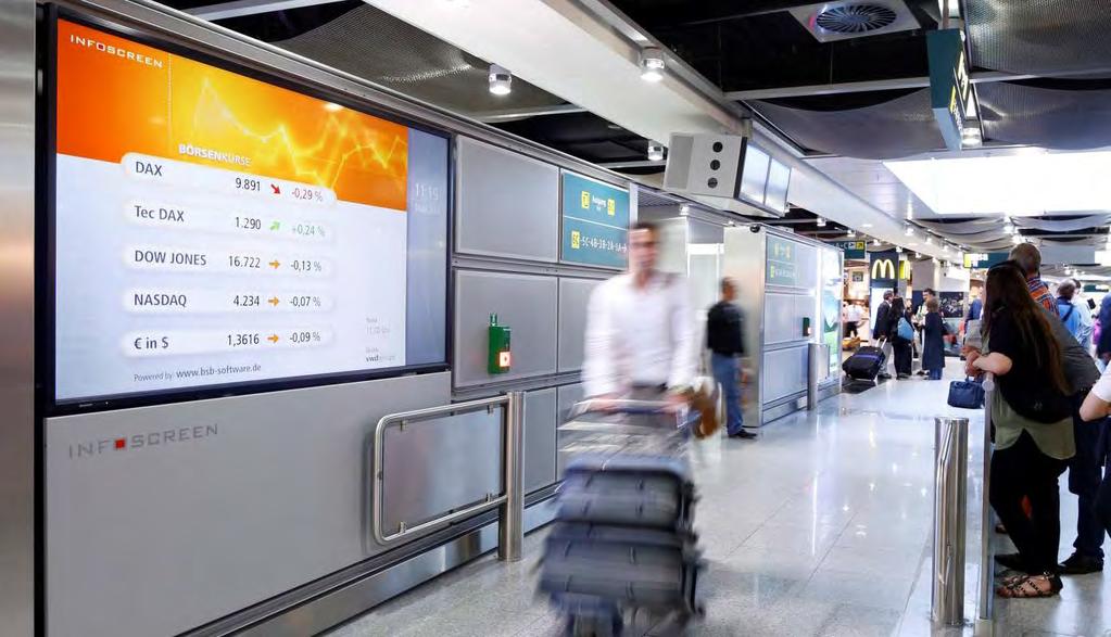Digitale Medien AIRPORT INFOSCREEN AIRPORT INFOSCREEN Mit Airport Infoscreen bieten wir ein attraktives Werbemedium im Abholbereich.