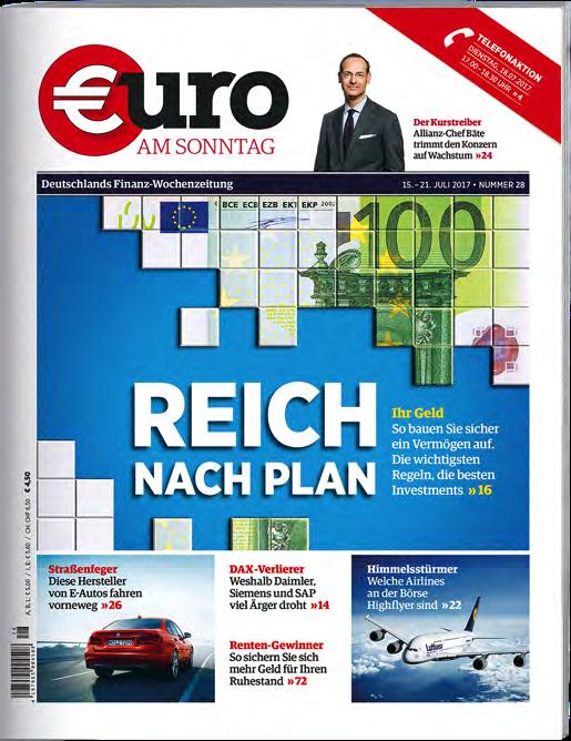 Redaktionelles Konzept Deutschlands aktuellste Finanz-Wochenzeitung Jede Woche neu bietet uro am Sonntag Antworten auf die wichtigsten Fragen zu den Themen Geldanlage und Vermögensaufbau.