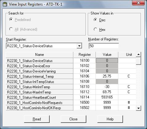 Rosemount 2230 Betriebsanleitung 4. Die Option Predefined (Vordefiniert) zeigt eine Grundauswahl von nützlichen Registern an. 5.