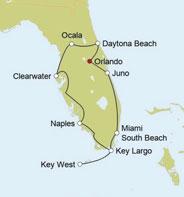 Tag: Orlando Daytona Beach Am Vormittag findet die Übernahme der Motorräder an der EagleRider Station statt. Von hier geht es weiter in Richtung Atlantikküste bis nach Daytona Beach. Ca.