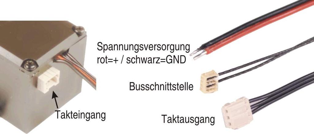 Abbildung 1: Anschlussbelegung 2.1.Grundanschluss ohne Taktgeber + Lastabhängigkeit Das rote Anschlusskabel wird mit der Versorgungsspannung (5V bzw. Dek+) verbunden.