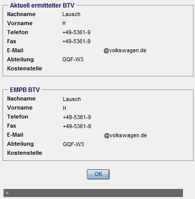 1.3 BTV-Anzeige Die Anzeige der detaillierten BTV-Informationen wurde überarbeitet, sodass jetzt angezeigt wird, welcher BTV aktuell für das Teil zuständig ist und wer zum Zeitpunkt der Bemusterung