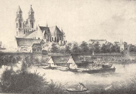 Schiffmühlen in Magdeburg Früher waren zahlreiche Flussmühlen auf der Magdeburger