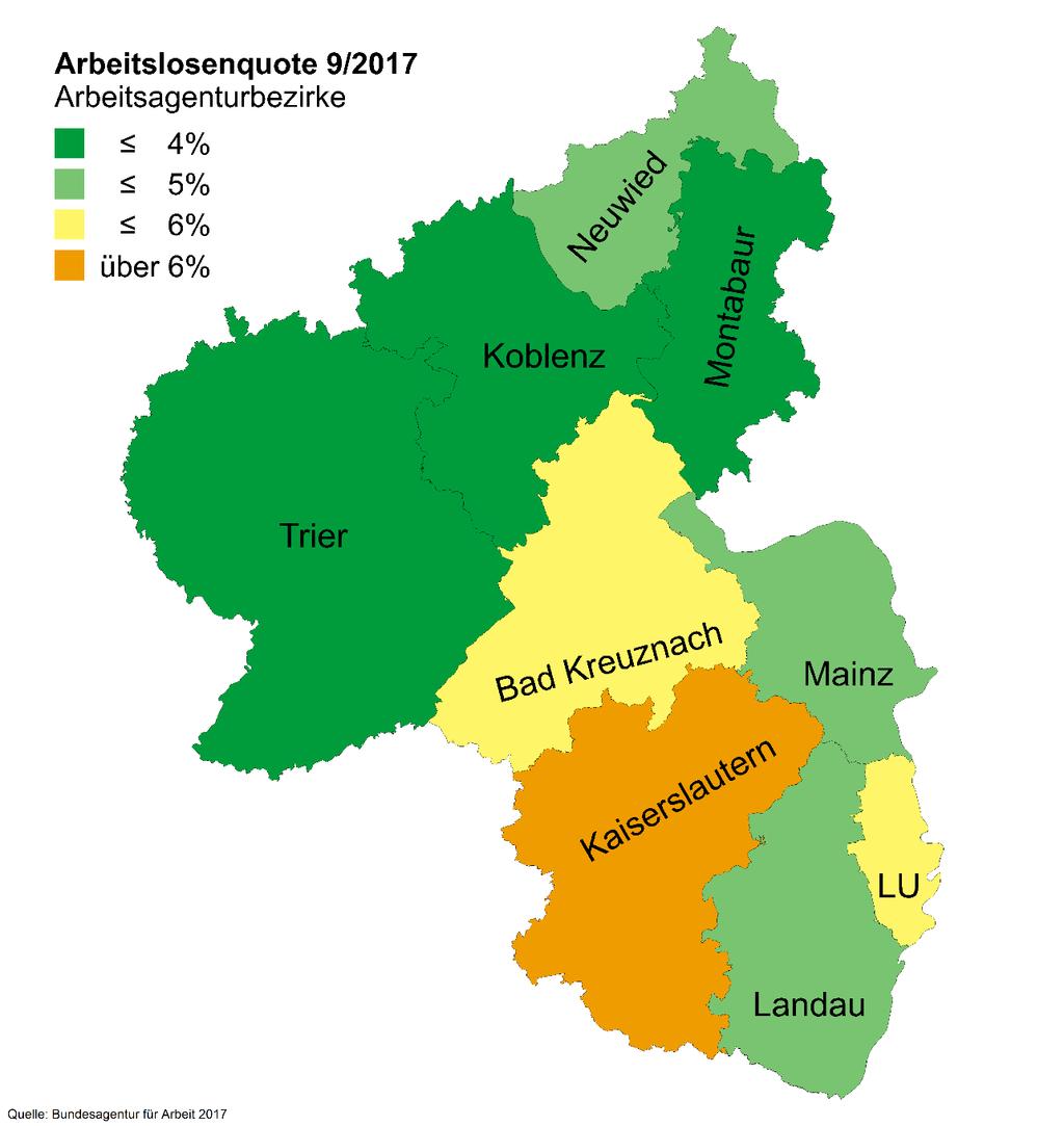 Arbeitsmarktlage in Rheinland-Pfalz Arbeitslosenquoten nach