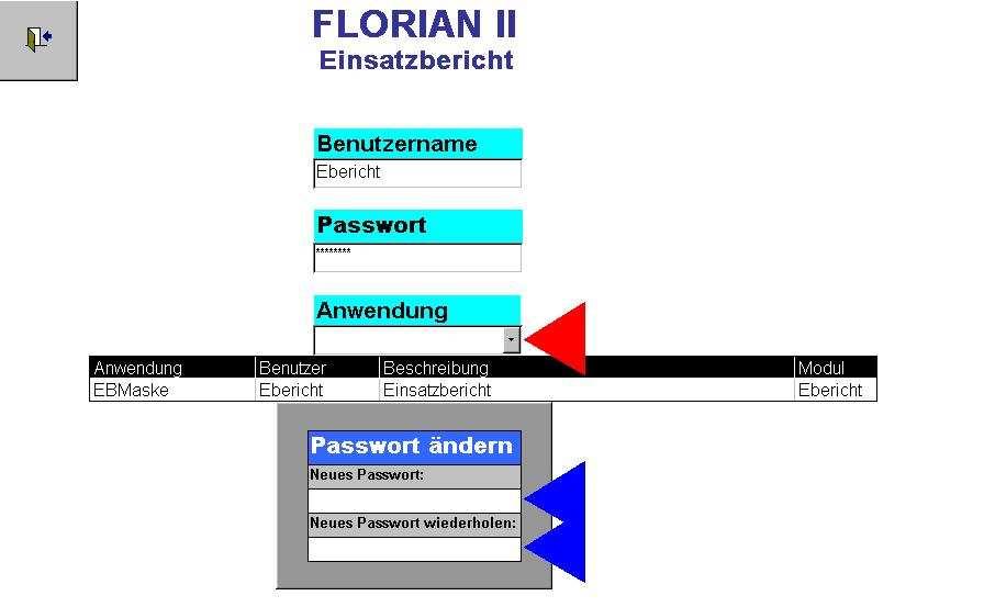 Abb.2 Eröffnungsmaske / Auswahl der Anwendung Möchte ein Benutzer sein Passwort ändern, so muss er sich zuerst mit seinem alten Passwort