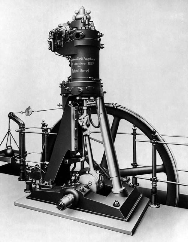 Es sollte aber noch drei weitere Jahre dauern, bis der erste betriebsfähige Motor fertig gestellt war. Am 17. Februar 1897 lief Diesels Erfindung end- lich erstmals zufriedenstellend.