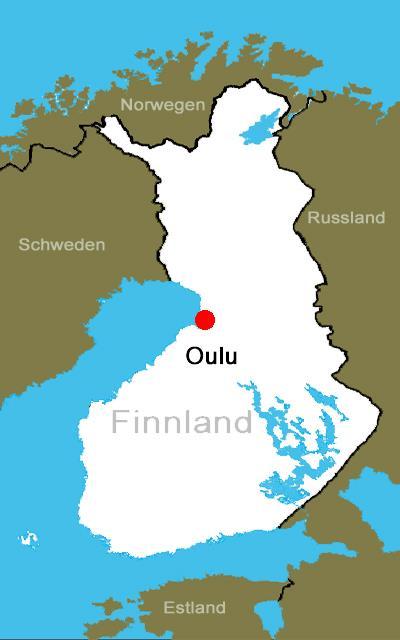 Allgemein Die Stadt Oulu befindet sich in Mitte Finnland und liegt direkt am Bottnischen Meerbusen. Die Einwohnerzahl beläuft sich auf ca. 200.000. Die Universität Oulu hat 14.