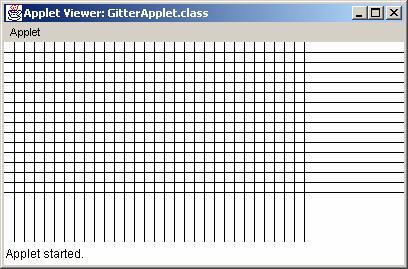 6. Erstelle nochmals ein neues Java Programm GitterApplet.java. Wiederum in der Grösse 400 mal 200 Bildpunkte. Am besten kopierst du das vorhergehende Programm.