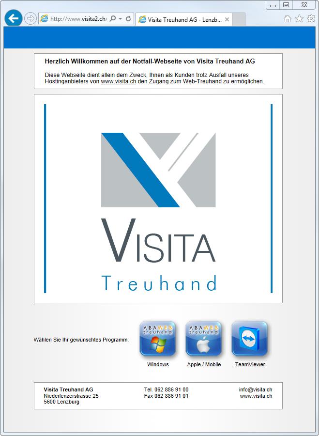 1.6 Versorgungssicherheit: Internetanbindung Die Visita Treuhand AG besitzt eine redundante Internetanbindung von verschiedenen Anbietern.