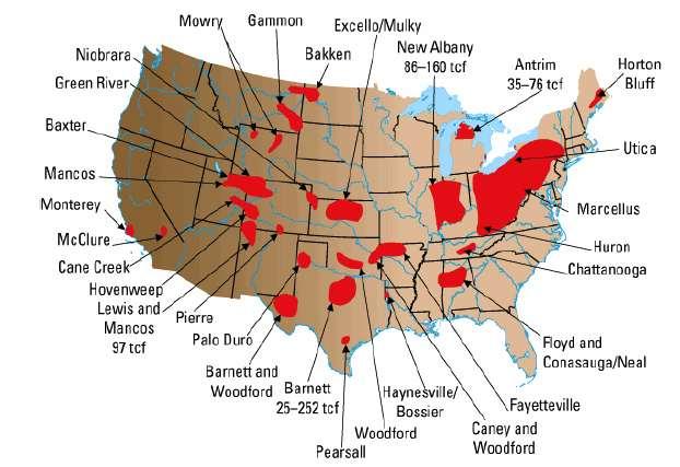 Shalegas-Vorkommen in den USA