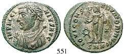 N Palmzweig-B/ALE. RIC 157b. grüne Patina, vz+ 150,- 550 Licinius I., 308-324 AE-Follis 15 mm 315, Alexandria. 3,84 g.