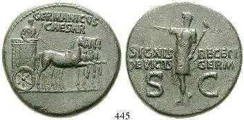 leicht korrodiert, ss+ 350,- 440 Drusus Junior, Sohn des Tiberius, 14 v.-23 n.chr. Me-Sesterz 22-23, Rom. 25,63 g.