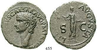 herrliche schwarzgrüne Patina, bemerkenswertes Portrait. belegt, vz 650,- 450 Claudius I., 41-54 Me-Sesterz 41-42, Rom. 27,05 g.
