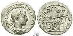 RIC 221. herrlicher Portraitstil. Rs. mit müdem Stempel geprägt, vz+ 150,- 585 Denar, Rom. 2,58 g. Kopf r.