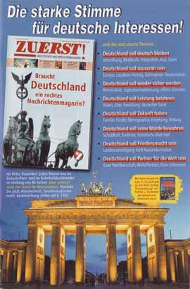 174 Rechtsextremismus Es wird ein ethnopluralistischer Ansatz propagiert: Eine in viele Rassen, Völker und Kulturen gegliederte Menschheit ist für viele mögliche Zukünfte gerüstet und hat viele