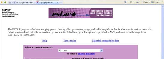 Anleitung owohl bei Elektronen als auch bei den schweren Teilchen können die CDA (continuous-slowing-down approximation) range Daten abgerufen und zu Berechnungen verwendet werden CDA range