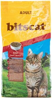 Trockenfutter ab Katzenfutter Rind bitscat Alleinfuttermittel. Enthält alle wichtigen Nähr- und Aufbaustoffe. 26408 1,5 kg 2.95 26407 4,5 kg 7.95 26567 10 kg 14.