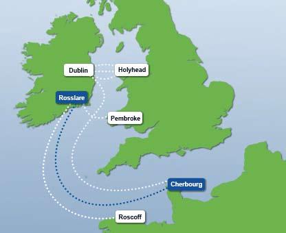 Cherbourg oder Roscoff-Rosslare (mit Irish Ferries) Direkt und ohne Umweg Vom Nordwesten Frankreichs direkt nach Irland.