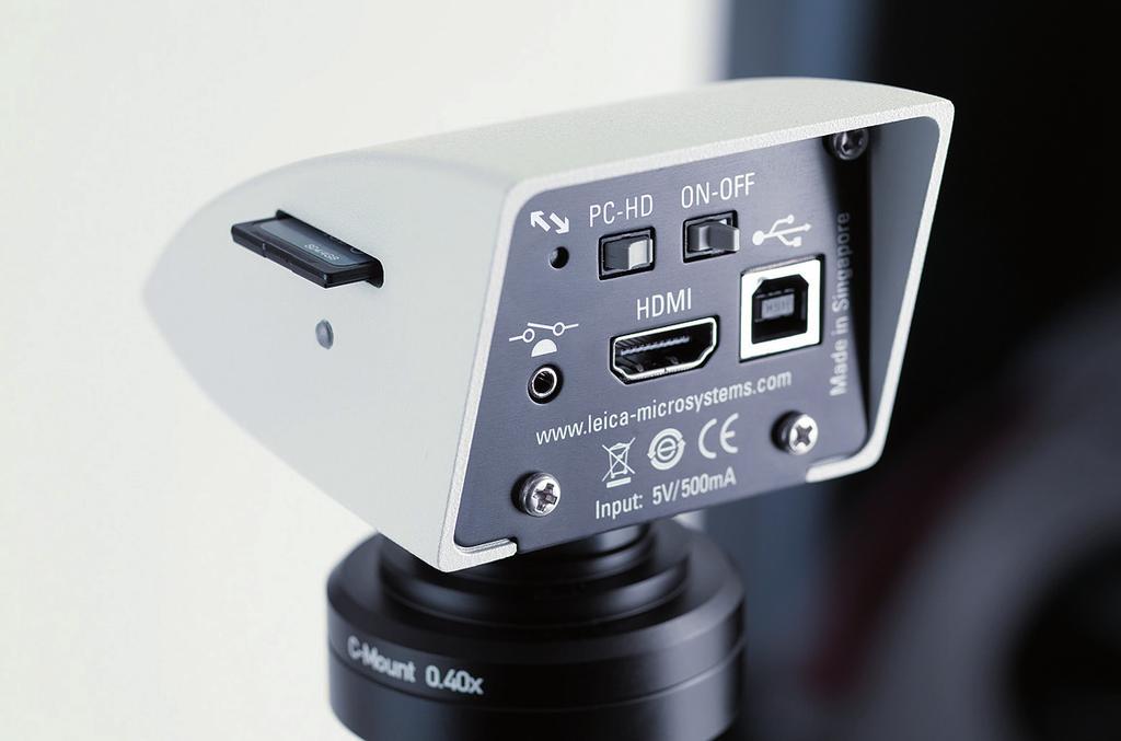 Die perfekte Ergebnisse in Bildern oder jedes handelsübliche Mikroskop, neen Leica MC170 HD nd MC190 HD brillanten HD-Videos wahlweise af Makroskop oder bildgebendes Gerät.