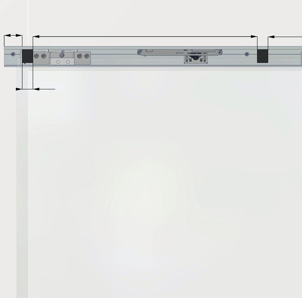 HELM GT-L 80 Oberlichtmontage einflüglig / HELM GT-L 80 Glass wall installation single-leaf / 14 Türe mit dem Einzugsdämpfer gegen den rechten Stopper schieben und die Befestigungsschrauben vom