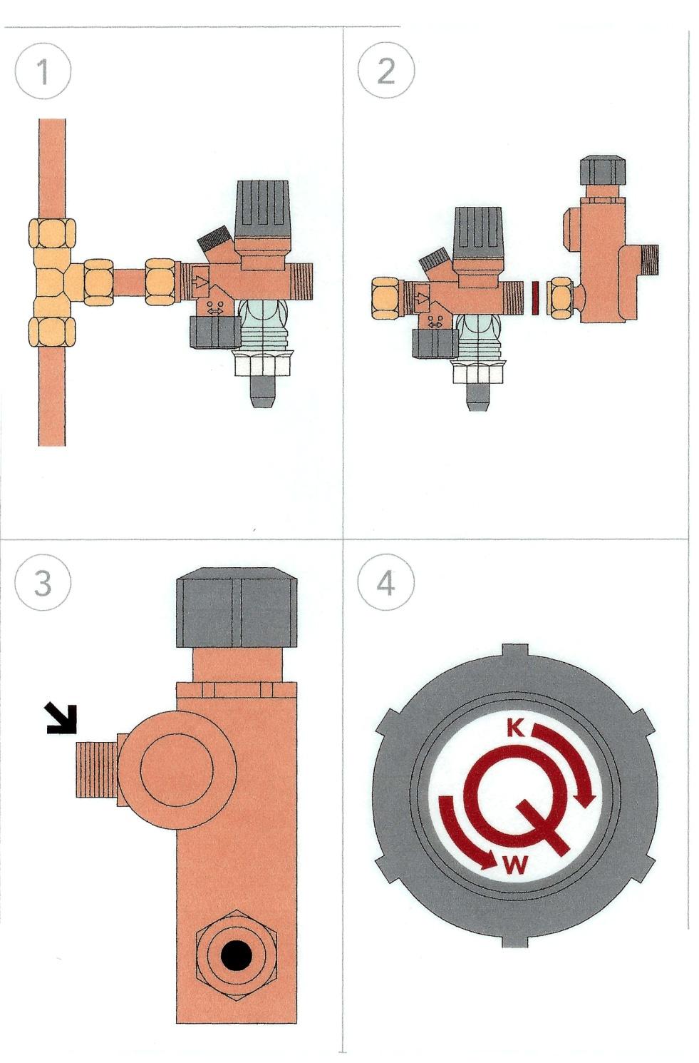 C Wasseranschluß HINWEIS: Der Quooker funktioniert mit Wasserleitungsdruck und muss stets mit der mitgelieferten Einlaufkombination montiert werden.