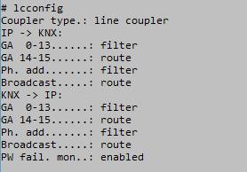 Telegramme von IP auf den KNX-Bus KNX->IP: Einstellungen für Telegramme vom KNX-Bus auf IP GA 0-13: Gruppentelegramme der Hauptgruppen 0 bis 13 GA 14-15: Gruppentelegramme der