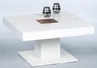 Tischplatte MDF weiß Hochglanz. Mittelteil Hirnholz Dekor. B 78. H 0,. T 78 cm. (22638722) COUCHTISCH MILA.