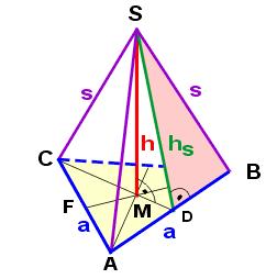 57 cm MC berechnen (zwei Drittel der Höhe eine gleicheitigen Dreieck, Höhen =