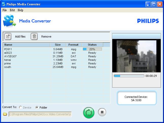 4.3 Videodateien 4.3.1 Übertragen von Videodateien von Ihrem Computer auf Ihren Player Vom Player werden.smv-videodateien unterstützt.
