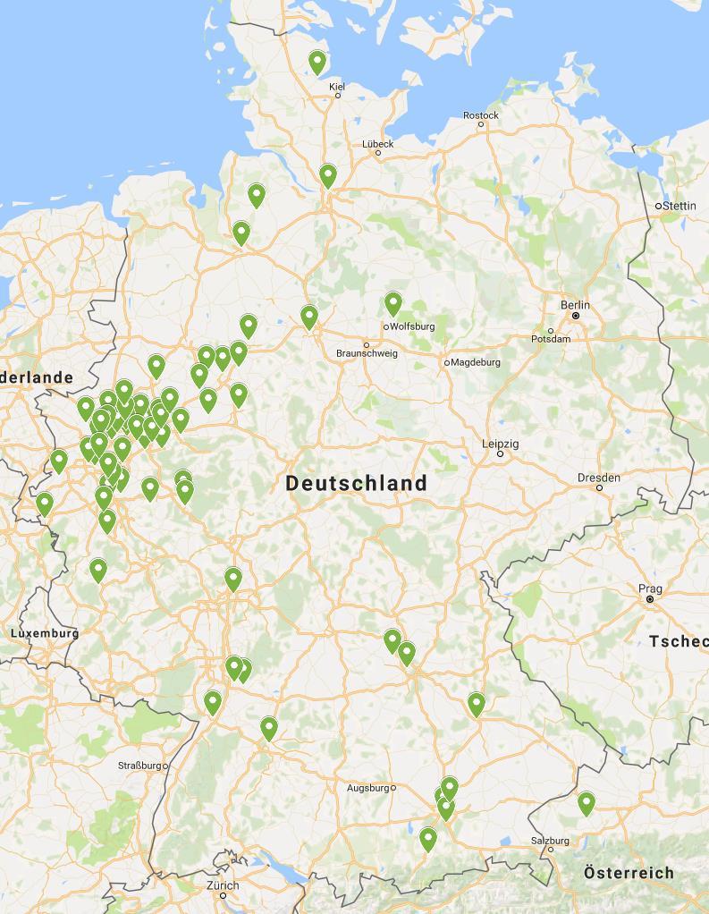 3 PRAKTIKUMSSTELLE Entfernung zur Ruhr-Universität Bochum Der Großteil der Praktikumsstellen (rund 60 %) befindet sich in einem Radius von 50 km um die Ruhr-Universität Bochum.