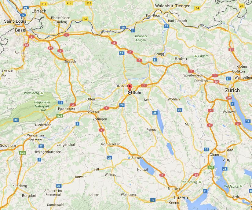 Aarau-West und Aarau-Ost (A1 Zürich-Bern) sind in je 7