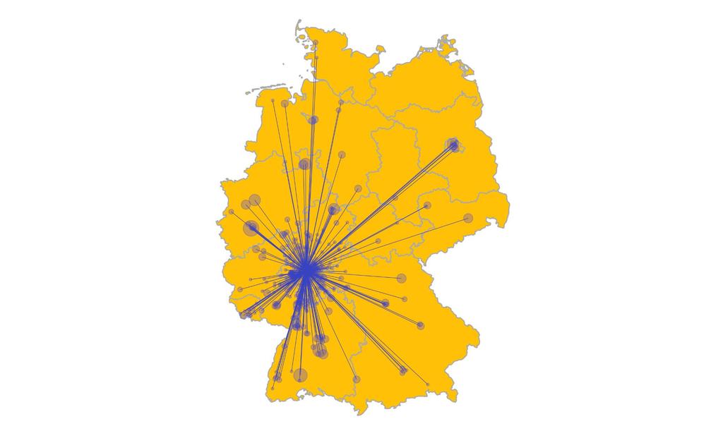 Frankfurt am Main: Wohnorte der befragten Einpendler/Besucher Definition Einpendler/Besucher im Monitor: Personen ab Jahren, die in der Regel an mind.