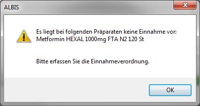 Nach der Prüfung erscheint diese Hinweismeldung: Nach Eingabe der