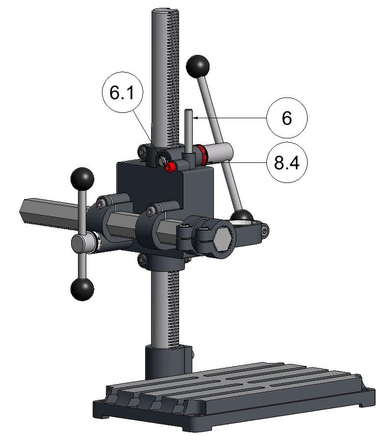 4. Drilling stands/milling stands BF1240 BF1242 BF1243 BF1244 4.6 Working with depth stop 1. Loosen the locking screw (4.