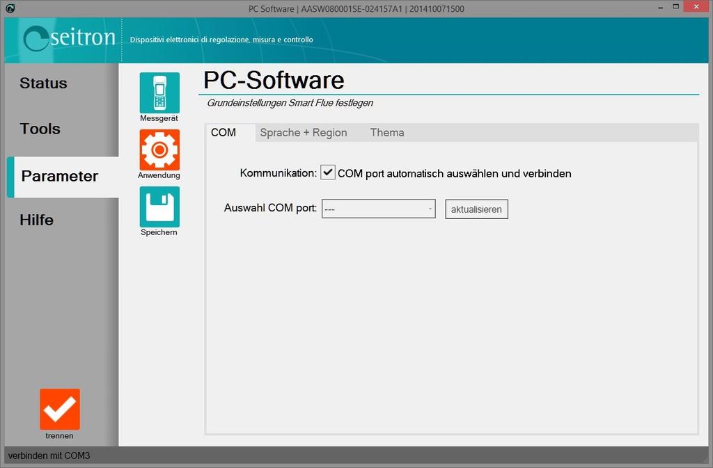 PC Software Bedienanleitung 3.3.4.2. Anwendung Durch drücken des Anwendung-Button (Abbildung 14). Abb. 14 In dieser Ansicht kann der Anwender die nachfolgenden Einstellungen vornehmen: 1.