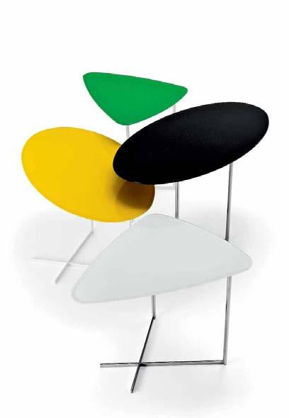 124 Design Silver Studio Tavolino con base in acciaio cromato, verniciato bianco o graphite opaco. Piano in cristallo 10mm temperato extrachiaro verniciato bianco, graphite, oyster, giallo o verde.