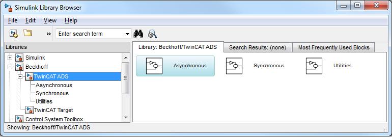 5.2 Synchrone Blöcke 5.2.1 TC ADS Symbol Interface Der Baustein "TC ADS Symbol Interface" erlaubt synchronen Lese- und Schreibzugriff auf TwinCAT ADS Variablen über deren Symbolnamen oder alternativ