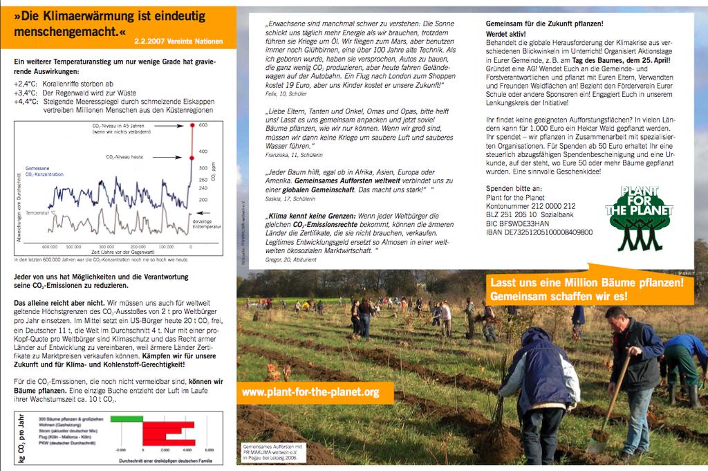 Die Schülerinitiative dankt: www.plant-for-the-planet.