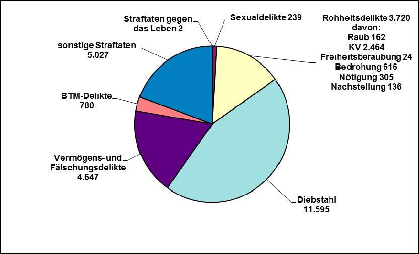 1.2 Gesamtfallzahlen der Kreispolizeibehörde Steinfurt Mit 26.010 registrierten Straftaten ist eine Abnahme um 0,82 % (- 216 Fälle) gegenüber dem Vorjahr festzustellen. In 1.