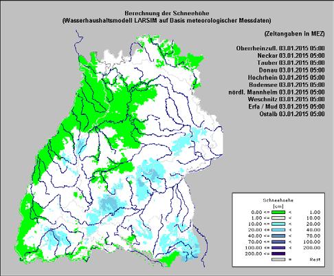 Januarhochwasser 2015 Schneeverhältnisse Ende 2014: Komplette Landesfläche