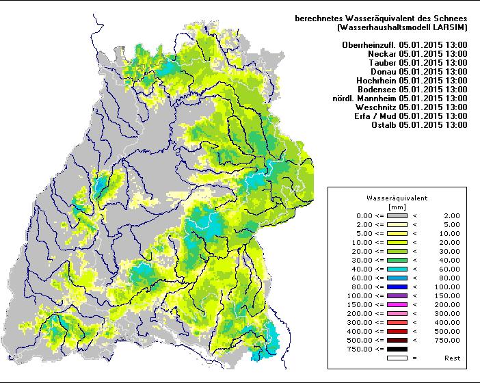 Vergleich LARSIM-Simulation interpolierte Messwerte im Vorfeld des HW 10./11.