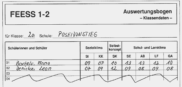 74 FEESS 1-2: Auswertung: Klassendaten Auswertungsschritte: 1.