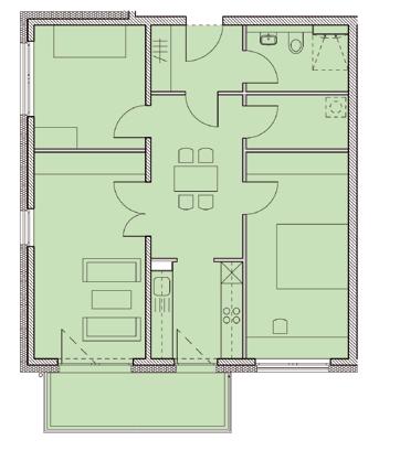 1. + 2. OBERGESCHOSS Haus Nr. 126A, 126B, 126C W-1.04 / W-2.07 Diele / Entrée ca. 4,75 m² Bad ca. 5,00 m² Abst. ca. 4,00 m² Schlafen ca. 16,25 m² Küche ca.