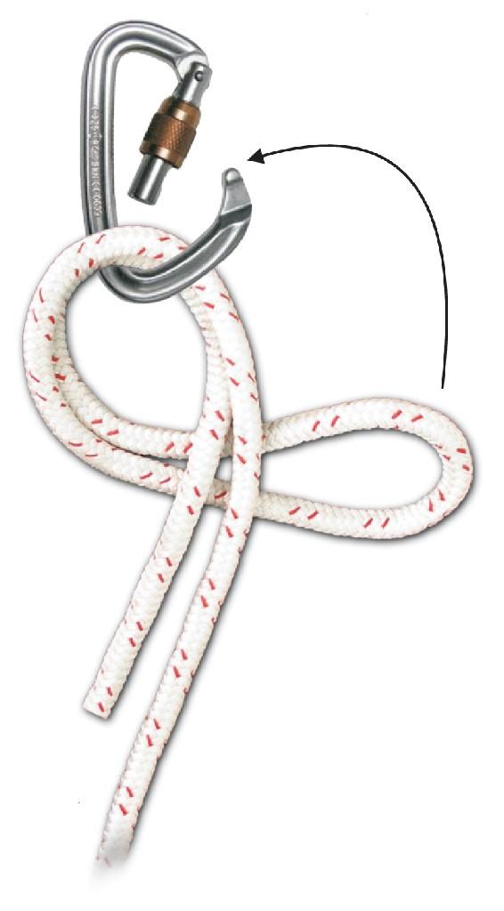 Neuner [e:] figure of nine (ohne Abbildung) Verwendung: Der Neuner ist vor allem bei dünnen Seilen (<9 mm) statt dem Achterknoten ratsam.