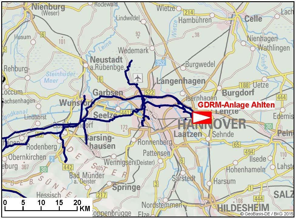 442-01: GDRM-Anlage Ahlten und Verbindungsleitung Open Grid Europe Bundesland Gasqualität NI L-Gas/H-Gas 0,1 400 84 135.