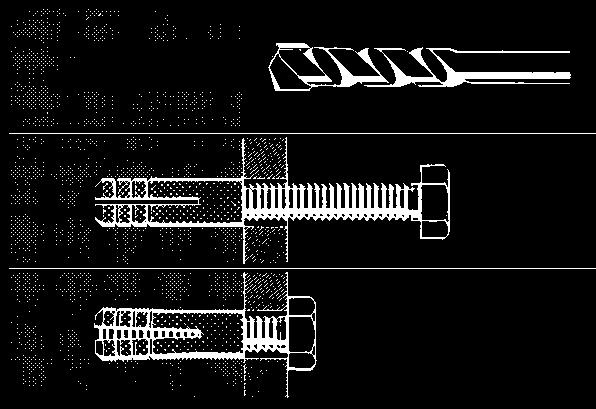 Seite 17 Meing-Spreizdübel Material: Meing blank Zur Befetigung von Gewindetangen, Kabeltraen, Rohrleitungen, Montagechienen, Lüftungkanälen, Metallkontruktionen, Gittern, Schalungtützen, uw.